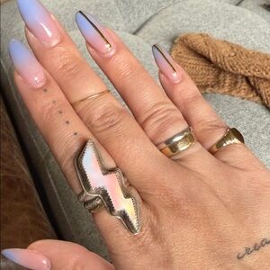 Lightning Bolt Opalite Ring, 925, Size 7